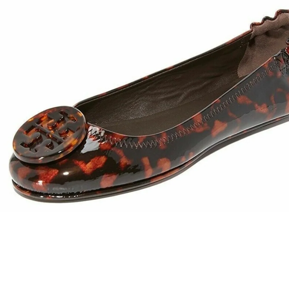 Tory Burch Tortoiseshell Patent Leather Minnie Travel Ballet Flat